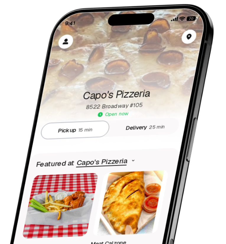 Capo's Pizzeria app preview
