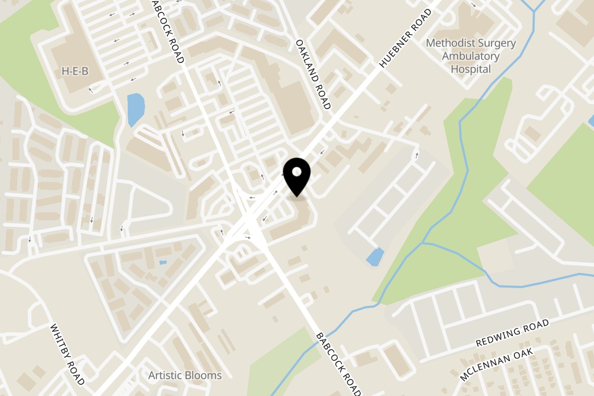 Map showing the location of Capo's Pizzeria Huebner on 8846 Huebner Rd in San Antonio